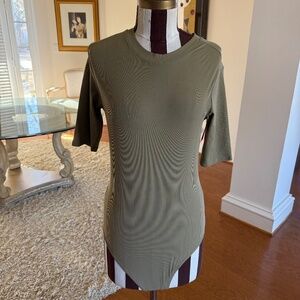 NWT Spanx Suit Yourself Ribbed Smoothing Crew Neck Bodysuit Size L Olive Oil